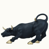 Matte Black Bull Statue with Golden Accents - Decowiser