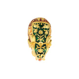 Royal Elephant Sculpture - 24K Gold Plated with Intricate Red & Green Accents (4.5 Inch)