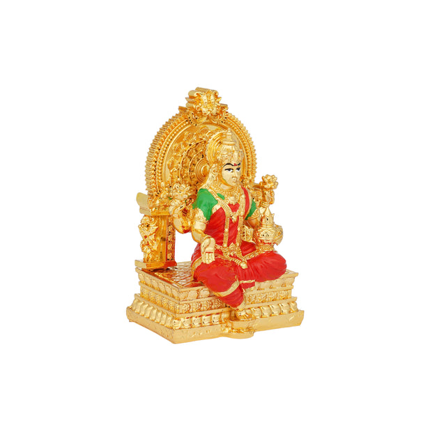 Divine Goddess Lakshmi Idol - 24K Gold Plated with Red & Green Attire