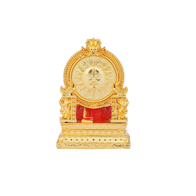 Divine Goddess Lakshmi Idol - 24K Gold Plated with Red & Green Attire