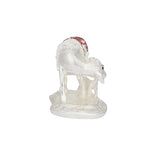 Kamdhenu Cow and Calf Sculpture - 999 Pure Silver Plated with Red Accents (3.5 Inch)