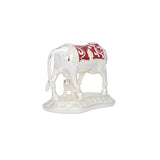 Kamdhenu Cow and Calf Sculpture - 999 Pure Silver Plated with Red Accents (3.5 Inch)