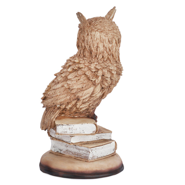 Rustic Owl on Books Sculpture - Decowiser