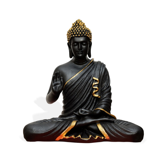 Black & Gold Meditative Pose Buddha Statue