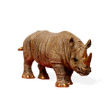 Realistic Rhino Figurine with Gold-Tone Horns