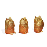 Golden Three Wise Owls Figurine Set