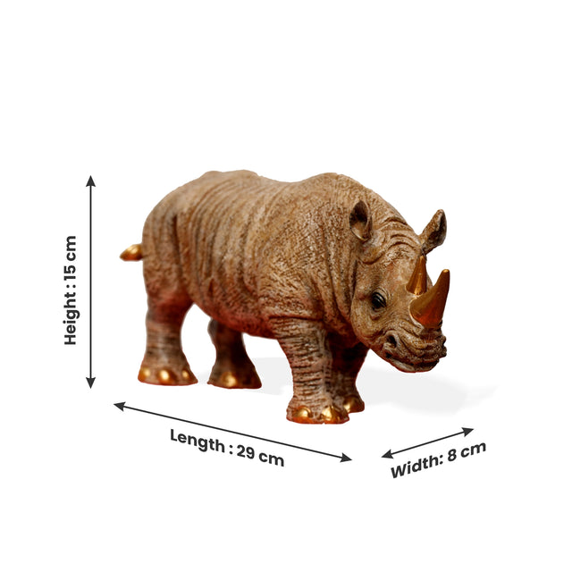 Realistic Rhino Figurine with Gold-Tone Horns