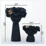 Black Floral Vase Pair