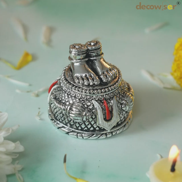 Hanuman Ji Charan Paduka - 999 Silver Plated Sacred Footprints Sculpture