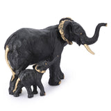 Black Elephant and Calf Sculpture - Decowiser