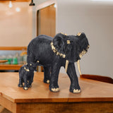 Black Elephant and Calf Sculpture - Decowiser