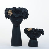 Black Floral Vase Pair - Decowiser