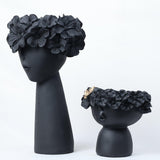 Black Floral Vase Pair - Decowiser