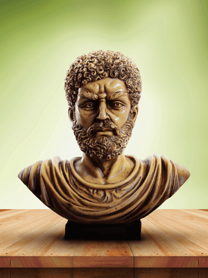 Classical Curled Beard Bust Sculpture