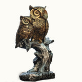 Dual Owl Figurine on Tree Branch - Decowiser