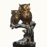 Dual Owl Figurine on Tree Branch - Decowiser