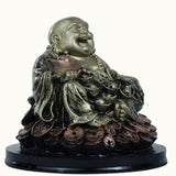 Golden Prosperity Laughing Buddha Statue with Ingots - Decowiser