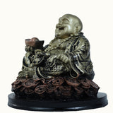 Golden Prosperity Laughing Buddha Statue with Ingots - Decowiser