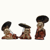 Joyful Monks with Umbrellas Figurine Set - Decowiser