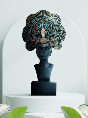 Ornate Tribal Queen Headpiece Statue