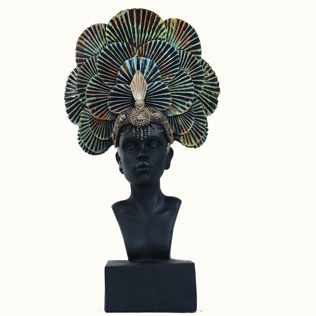 Ornate Tribal Queen Headpiece Statue - Decowiser