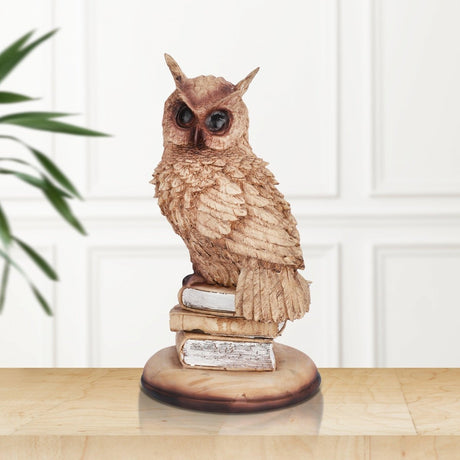 Rustic Owl on Books Sculpture - Decowiser