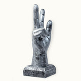 Silver Hand Sculpture with Victory Sign - Decowiser