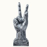 Silver Hand Sculpture with Victory Sign - Decowiser