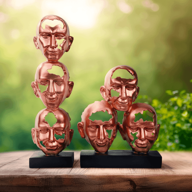 Stacked Faces Sculpture - Decowiser