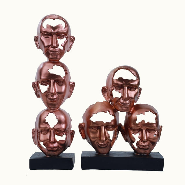 Stacked Faces Sculpture - Decowiser